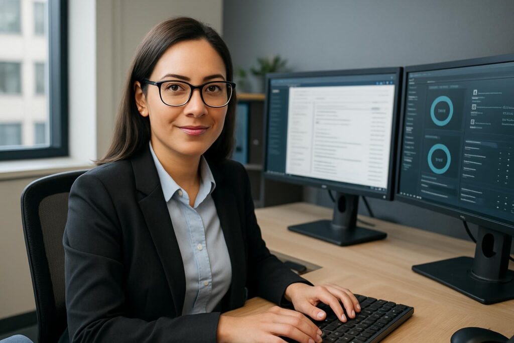 Persona trabajando en su equipo de computo